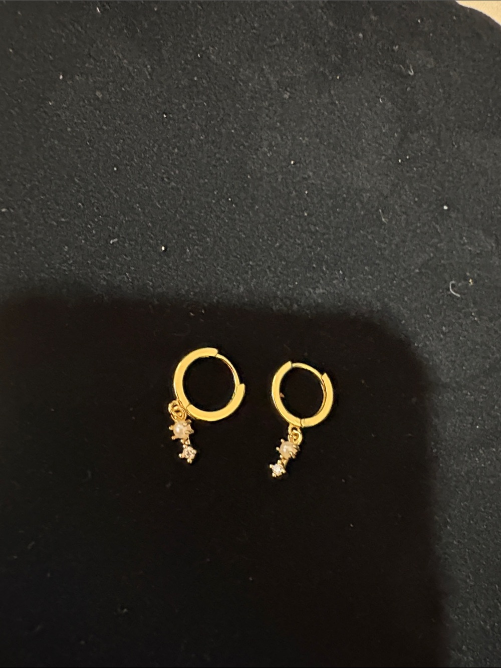 Gold Cubic Zirconia Huggie Hoop Earrings - Dainty Drop